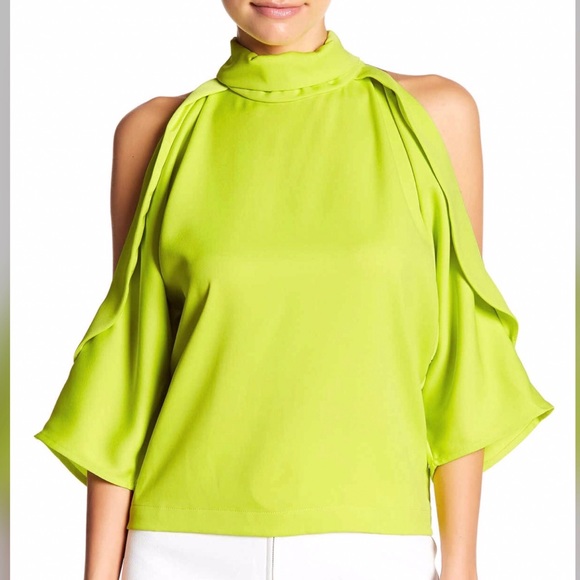 Gracia Tops - Gracia Lime Green Open Shoulder Blouse
